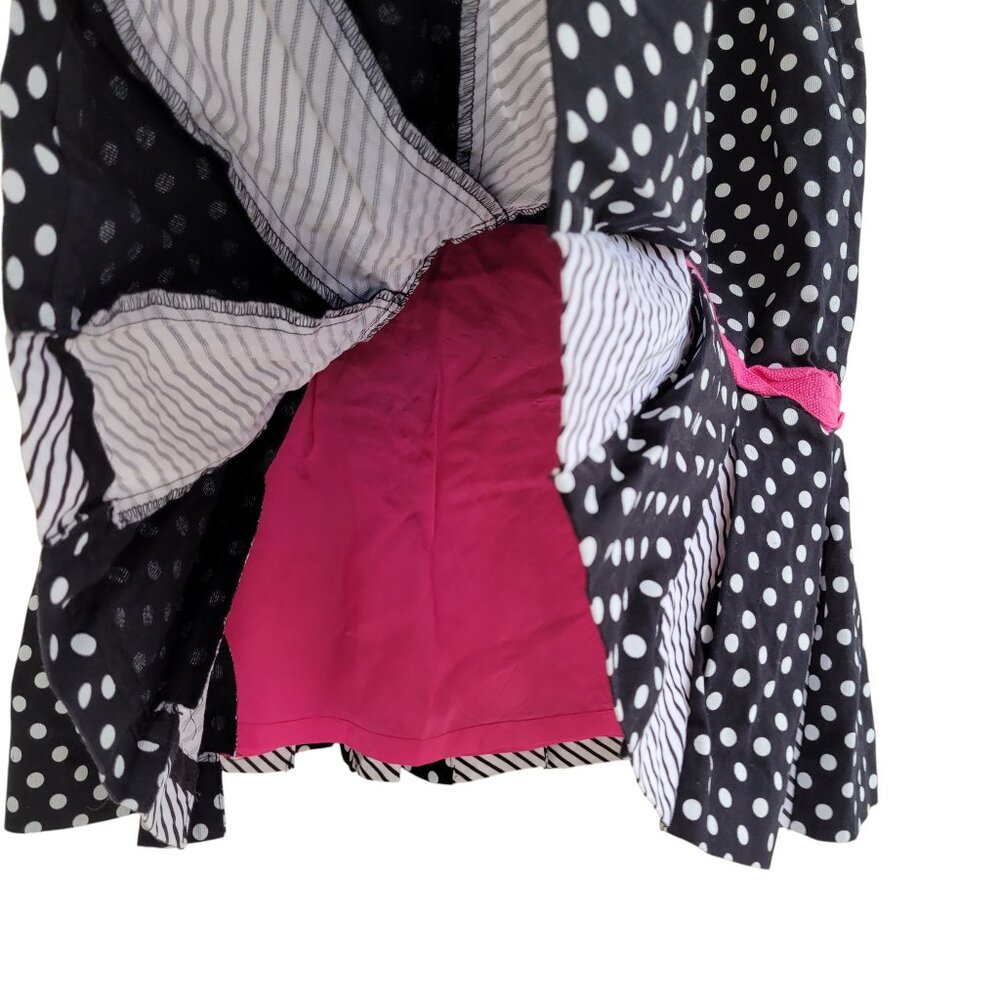 Y2K Acorn brand black and white polka dot cotton skirt with pink details - Picture 2 of 7